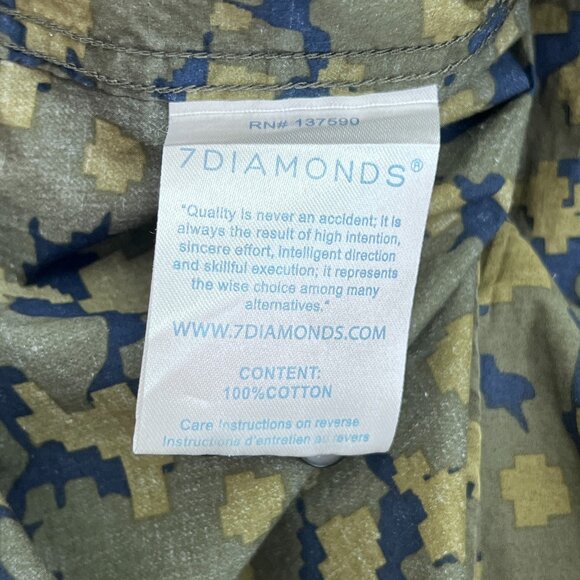 7 Diamonds Green Digital Camo Print Hideaway Short Sleeve Shirt Size XL - Picture 6 of 7